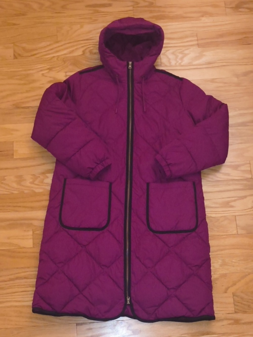 Lands' End Featherfree Diamond Quilted Maxi Coat Size L NWOT